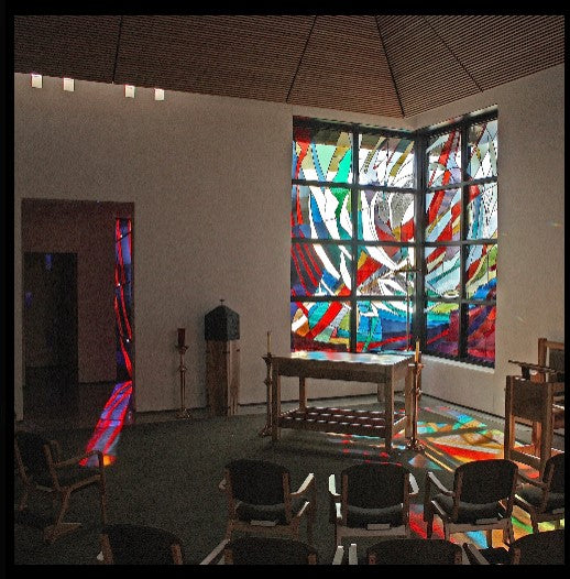 Stained Glass Corner Window with Light Play